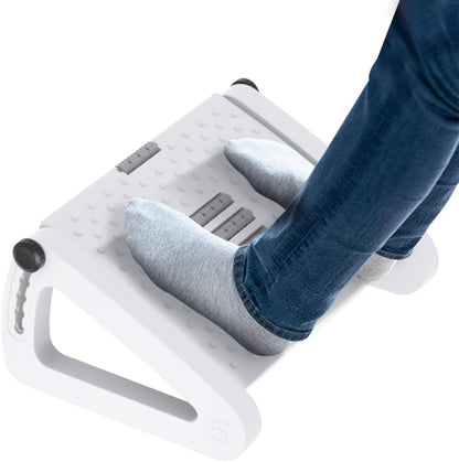 Foot Rest for Under Desk at Work - Six Heights Adjustable Under Desk Footrest - Ergonomic Foot Stools for Under Office Desks - Desks Foot Rest with Massage Rollers - Leg Rest for Chair (Black)