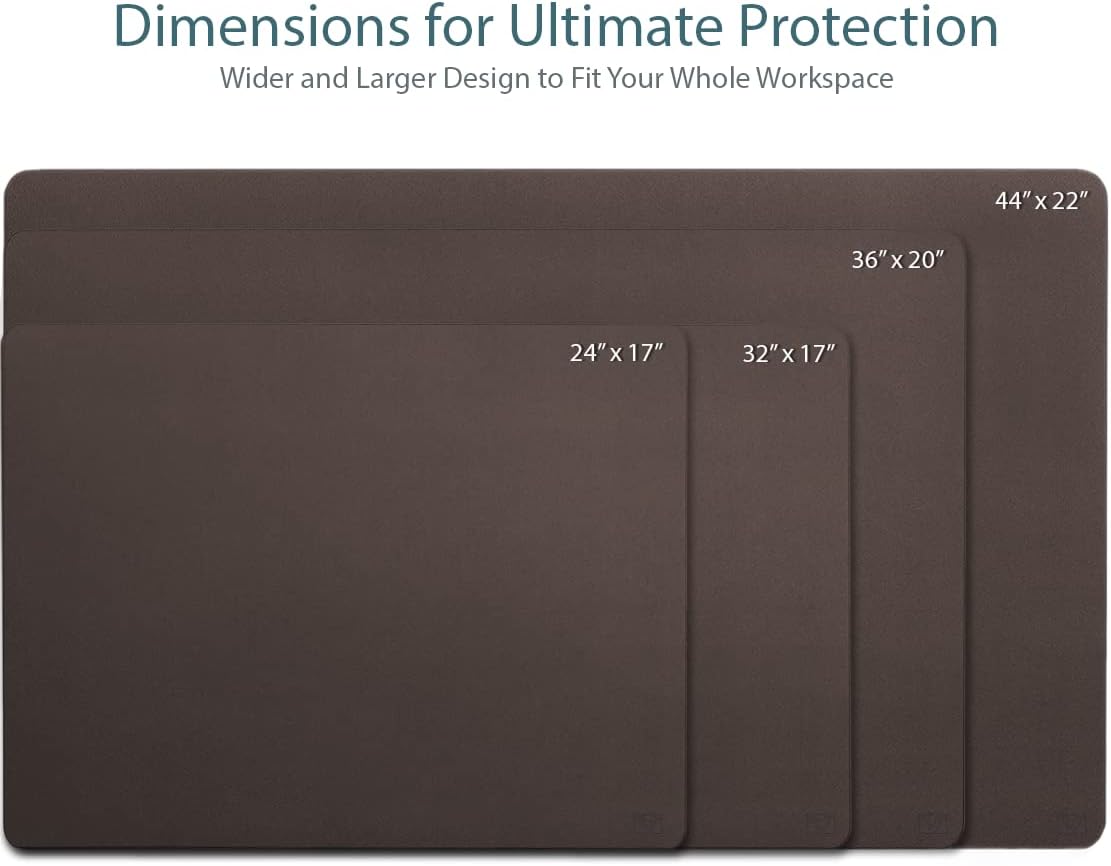 Leather Desk Pad 36" x 20", Vine Creations Office Desk Mat Waterproof Black - Premium Quality - Smooth Mouse Writing Surface - Maximum Protection Dual-Sided Pu Leather Blotter for Desk Office/Home