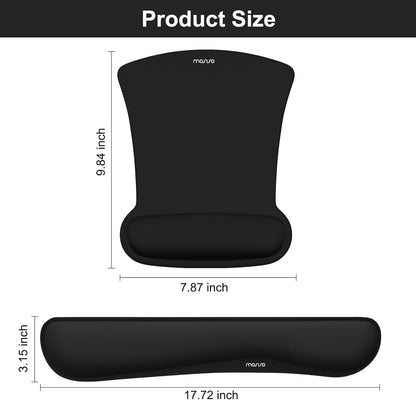 MOSISO Wrist Rest Support for Mouse Pad & Keyboard Set, Ergonomic Mousepad Non-Slip Base Home/Office Pain Relief & Easy Typing Cushion with Neoprene Cloth & Raised Memory Foam, Black