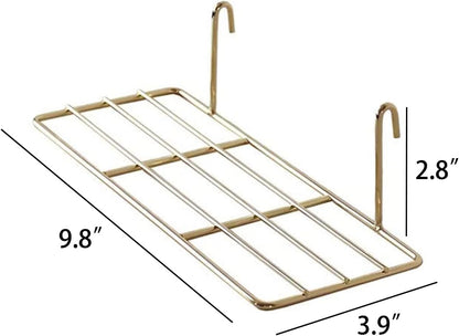 Grid Wall Shelves Basket with Hooks,Bookshelf,Display Shelf for Wall Grid Panel,Wall Mount Organizer and Storage Shelf Rack for Office (Gold)