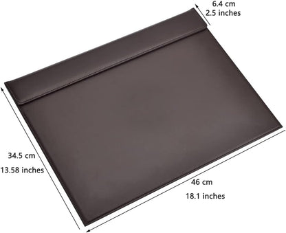 KINGFOM Ultra-Smooth PU Leather Desk Pad & Mat Office Desk Drawing & Writing Board A3/ A4 File Paper Clip Table Protector Mat on Top Large 24''x18'' (Black)