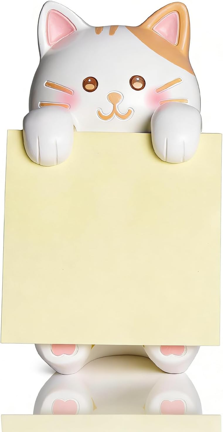Highland Cow Pop-up Sticky Note Dispenser, Includes 1 Pad of 3x3 in Super Sticky Notes, 100 Sheets, Resin Cute Handmade Desk Holder for Office & Home-Beige