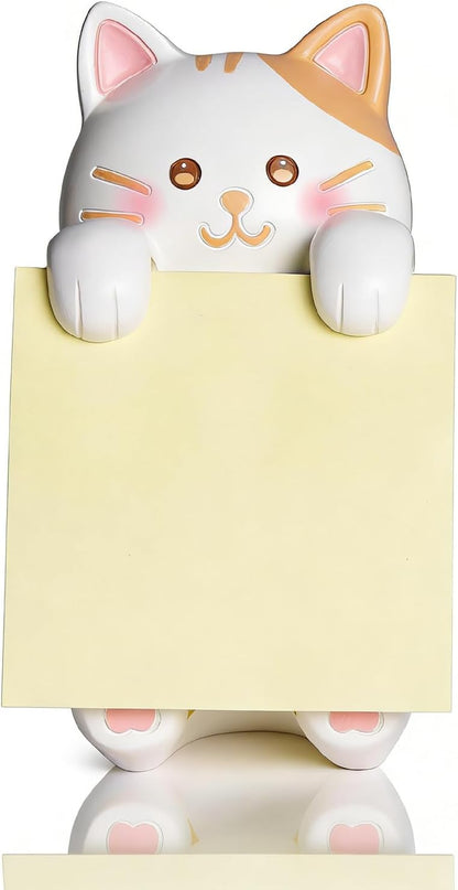 Highland Cow Pop-up Sticky Note Dispenser, Includes 1 Pad of 3x3 in Super Sticky Notes, 100 Sheets, Resin Cute Handmade Desk Holder for Office & Home-Beige
