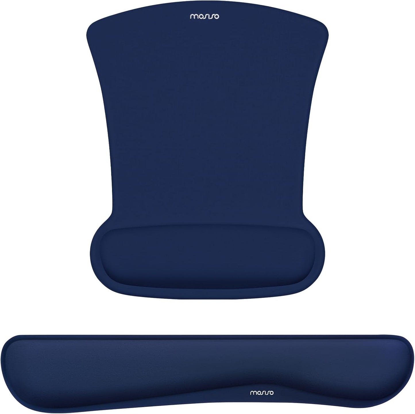 MOSISO Wrist Rest Support for Mouse Pad & Keyboard Set, Ergonomic Mousepad Non-Slip Base Home/Office Pain Relief & Easy Typing Cushion with Neoprene Cloth & Raised Memory Foam, Black