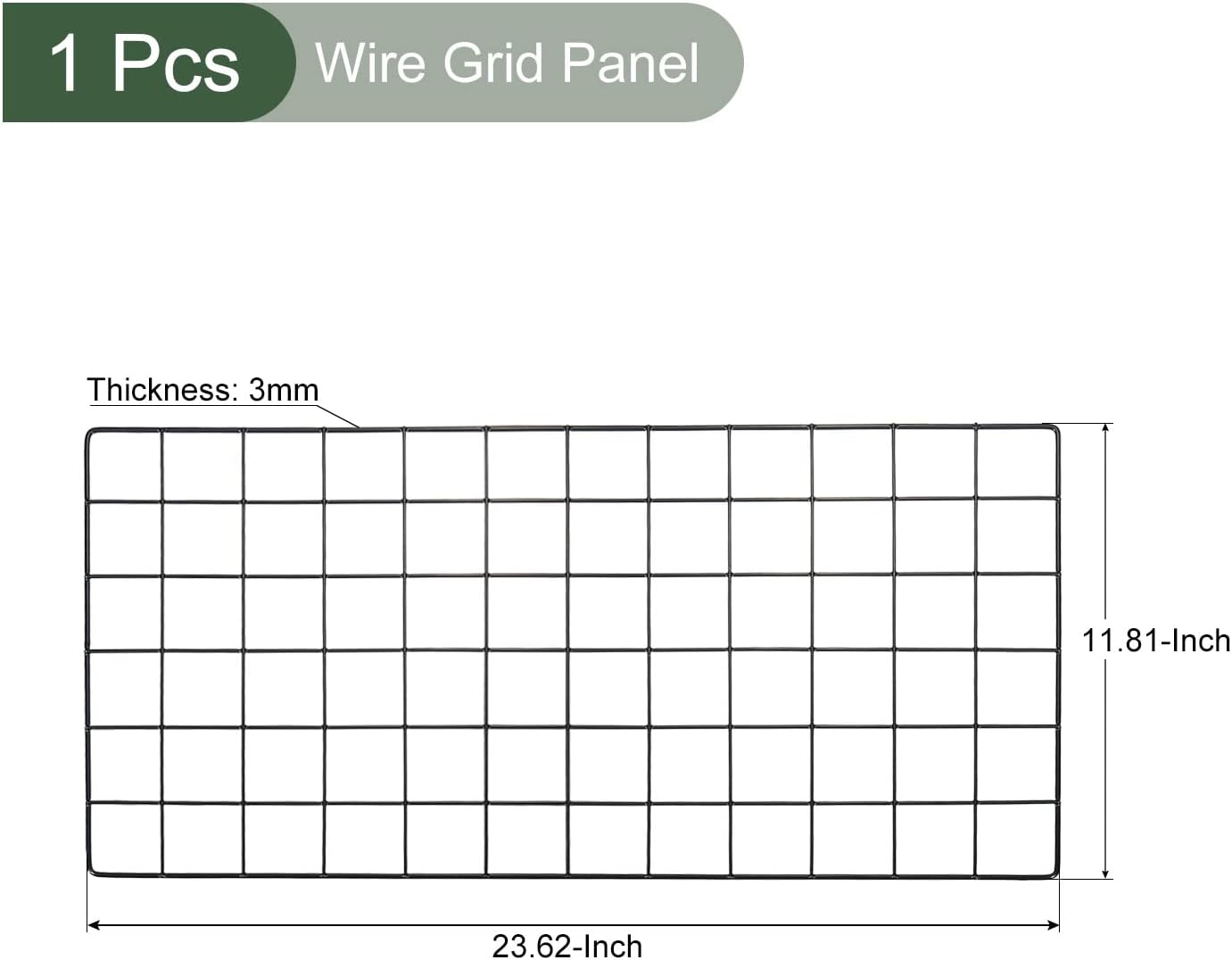 YOKIVE Iron Wire Grid Panel, Decorative Panels Board | Photo Pictures Display Holders Hanging Frame for Home Office (Black, 16"x12")