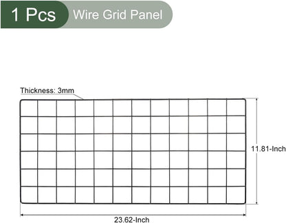YOKIVE Iron Wire Grid Panel, Decorative Panels Board | Photo Pictures Display Holders Hanging Frame for Home Office (Black, 16"x12")