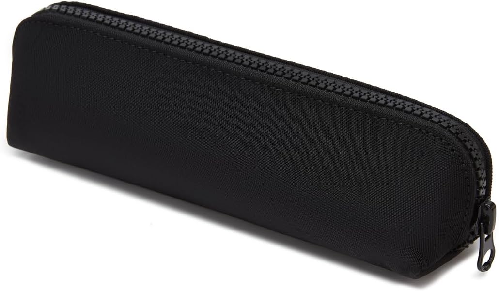 Canvas Pencil Case Cotton Canvas and Simple Multifunctional Pencil Bag Zipper Portable Storage (Black)