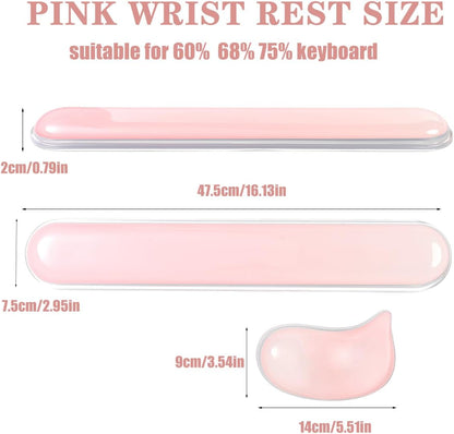 Gel Keyboard and Mouse Wrist Rest Set –White Clear Wrist Rest for Computer Keyboard 60%/68%/75%, Comfort & Support for Typing and Gaming