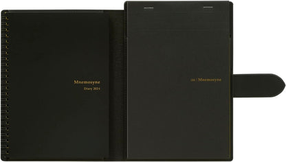 Maruman Mnemosyne Lined Notebook- Vertical A5, 5.83" x 8.27", 70 Sheets / 140 Pages, 7mm College Ruled With Center Line Journal, Perforated Pages & Wire-Bound to Lay Flat, Black, Made in Japan - Colors B