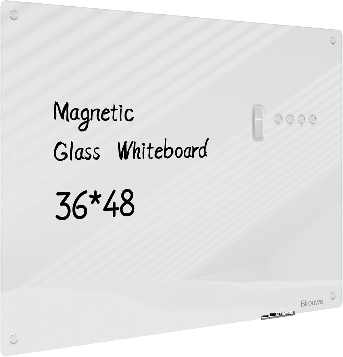 Magnetic Glass Whiteboard - Glass Dry Erase Board 48"x36" Large Frameless Board for Walls Office School and Home