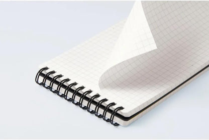 Maruman Mnemosyne Grid Notebook- Horizontal A4 Layout, 8.27" x 11.69", 70 Sheets / 140 Pages, 5mm Graph Paper Journal, Perforated Pages & Wire-Bound to Lay Flat, Black, Made in Japan