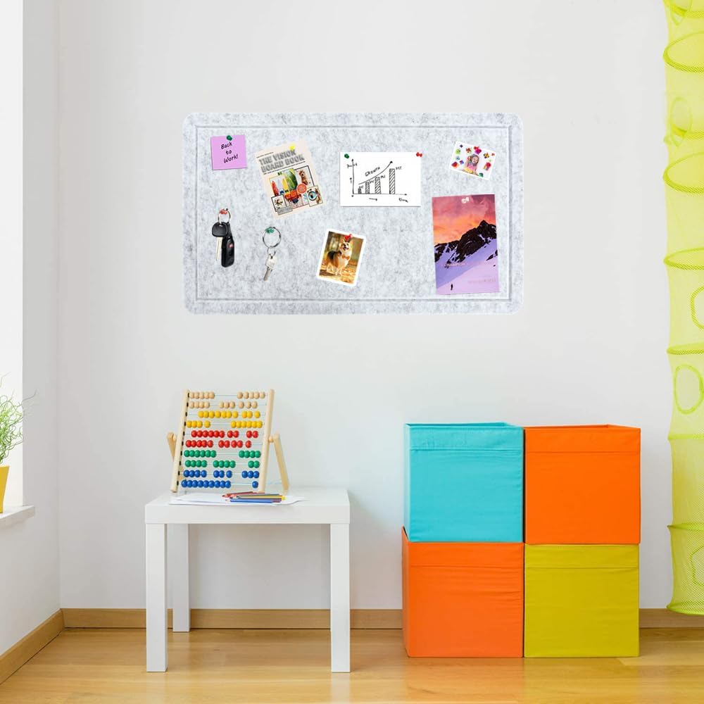 Vuzvuv Black 28"x16" Large Cork Board with 50 Push Pins & Sticky Notes, Self-Adhesive Bulletin Board for Wall, Felt Pin Vision Board for Paste Notes,Schedules Offices Home