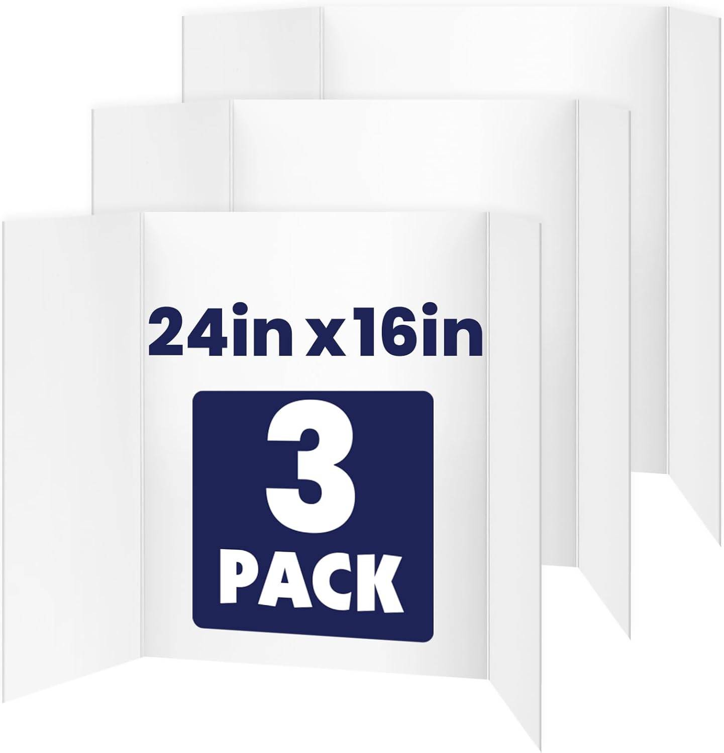 10 Pack Trifold Poster Board, 36in x 48in Corrugated Project Board, White Presentation Board, Trifold Display Board for School Project, Business Presentation, Science Fairs, Event Display