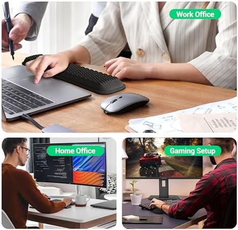MEKASS Ergonomic Wrist Rest for Keyboard and Mouse, Soft Memory Foam Keyboard Wrist Rest Set with Non-Slip Silicone Base, Easy Typing, Pain Relief, Comfort for Office, Work, Gaming (Classic Black)