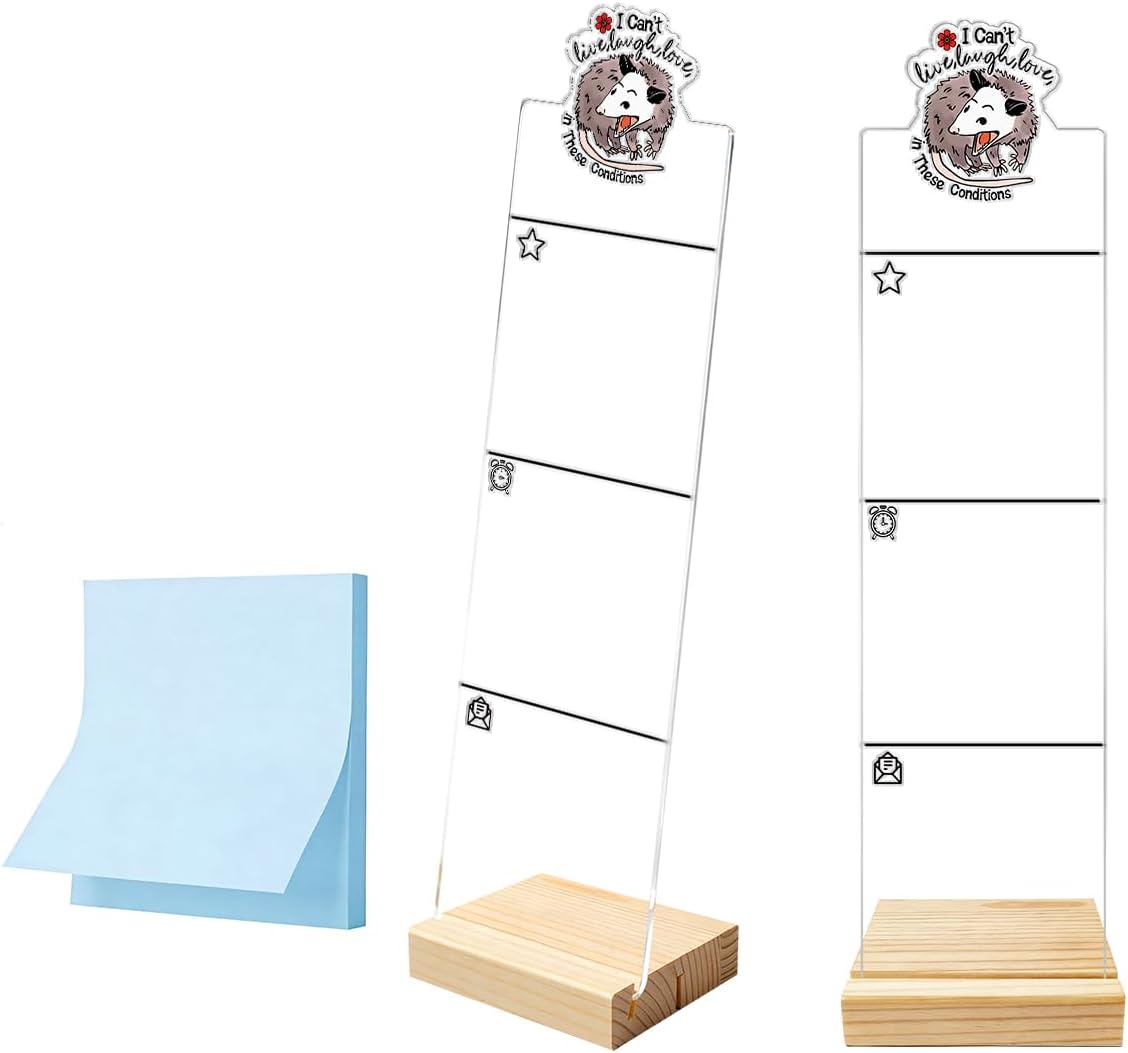 Monitor Memo Board Computer Monitor Memo Board Sticky Note Organizer Kidney Acrylic Desk Accessories Removable Wooden Base Set Sticky Notes 100 Sheets 11.8×3.1 inches