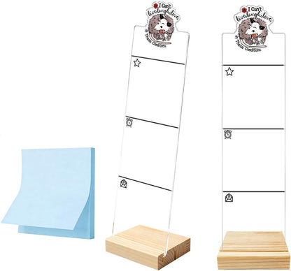 Monitor Memo Board Computer Monitor Memo Board Sticky Note Organizer Kidney Acrylic Desk Accessories Removable Wooden Base Set Sticky Notes 100 Sheets 11.8×3.1 inches