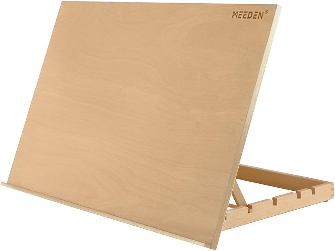 MEEDEN Extra Large(20"x 30") Wooden Tabletop Easel for Painting, 5-Position Adjustable Drawing & Sketching Board, Portable Beechwood Desktop Art Easel Stand for Adults, Artists, Beginners & Student