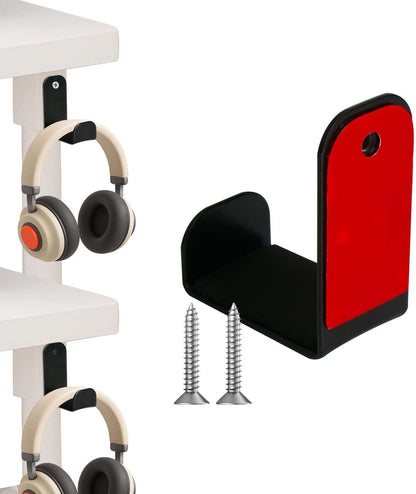 Strong Adhesive Headphone Holder Under Desk, Aluminum Headset Mount Hook with Rubber Pad - 2 Installation Styles for Gaming, Office, Classroom (1 Pack)