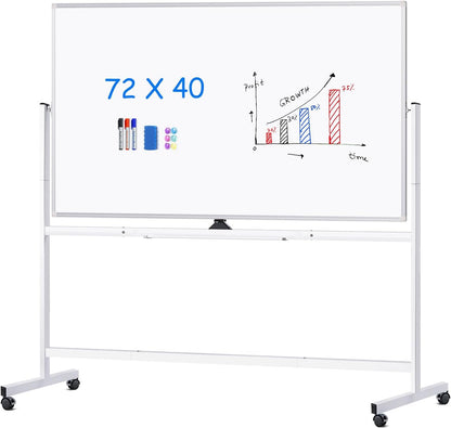 maxtek Magnetic Mobile White Board, 40 x 24 Double Sided Dry Erase Board Rolling Whiteboard, Aluminum Frame Standing Whiteboard on Wheels for Home Office Classroom (40 x 24 Black)