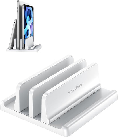 Vaydeer Vertical Laptop Stand for Desk,Dual Slots Plastic Laptop Holder with Space Saving 4-in-1 Design,Adjustable Laptop Organizer Storage Supports for MacBook,Mac,HP,Dell,Microsoft Surface,Lenovo