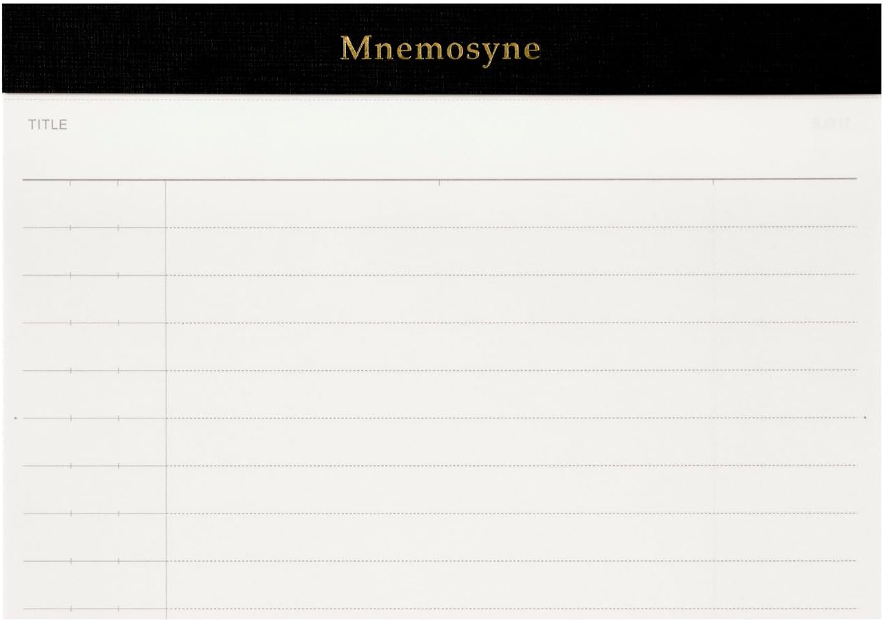 Maruman Mnemosyne Lined Notebook- Vertical A5, 5.83" x 8.27", 70 Sheets / 140 Pages, 7mm College Ruled With Center Line Journal, Perforated Pages & Wire-Bound to Lay Flat, Black, Made in Japan - Colors B
