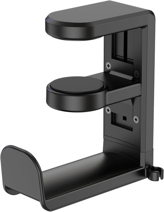 3in1 Rotating Headphone Holder - EURPMASK 3in1 PC Gaming Headset Holder w/Detachable Controller Holder, Adjustable Clamp-on Headset Stand,Headphone Hanger Hook Under Desk w/Cable Clip Organizer,Black