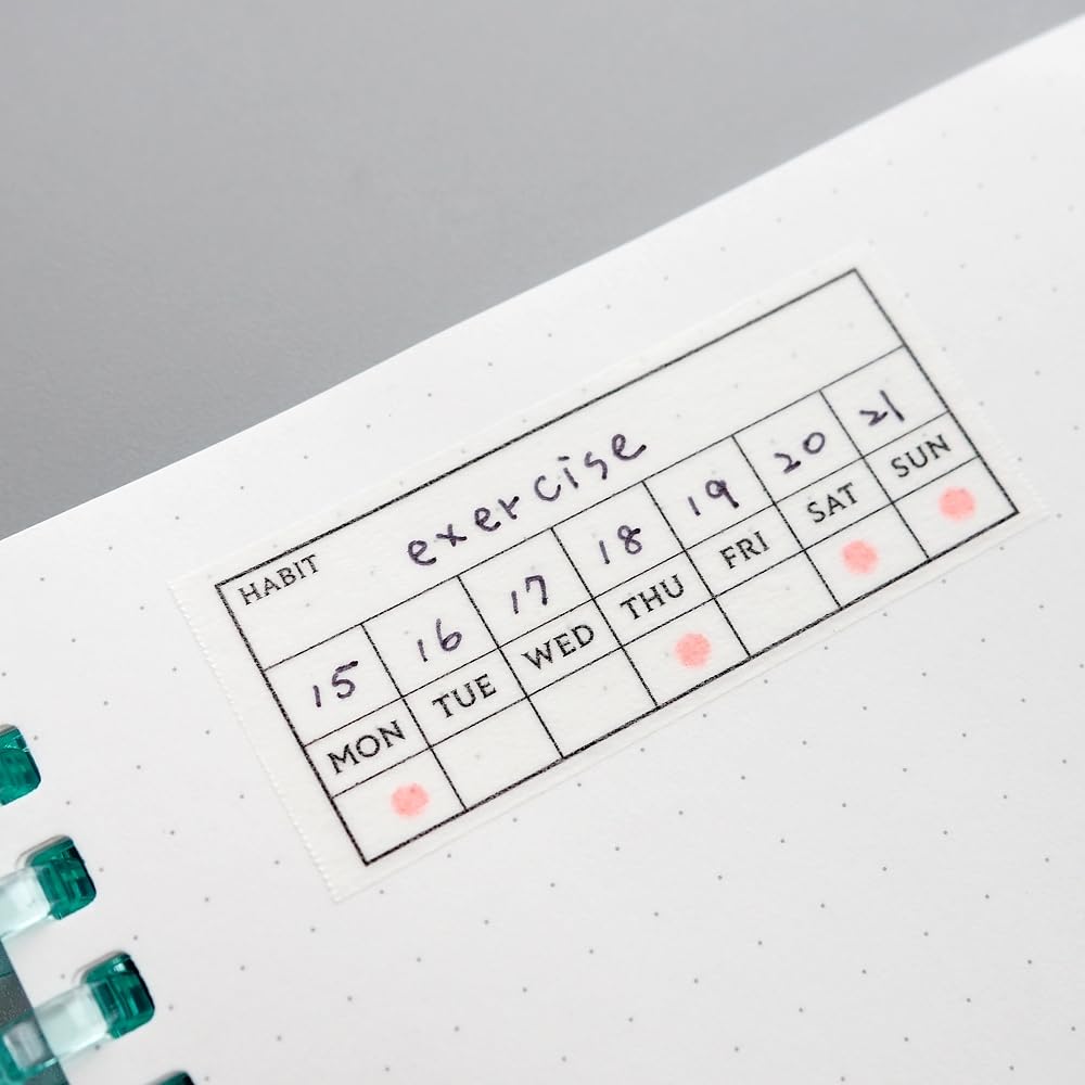 Japanese Habit Tracker Calendar Monthly & Weekly Writable Washi Tapes/Set of 2 / 25mm x 10m / 173 Months & 173 Weeks
