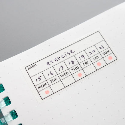 Japanese Habit Tracker Calendar Monthly & Weekly Writable Washi Tapes/Set of 2 / 25mm x 10m / 173 Months & 173 Weeks