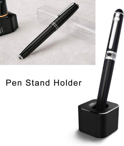 Coideal Single Pen Stand Holder, Black Metal Pen Base Stand for Desk Fountain Pen, Toothbrush Brush, Students and Office