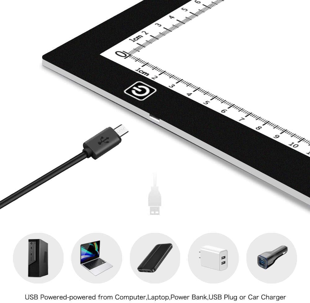 HUAYEYC B4 LED Copy Board Light Tracing Box, 3 Levels Adjustable Brightness Light Pad, for Tattoo Drawing, Streaming, Sketching, Animation, Stenciling, Vinyl Weeding, with 4Pcs Clip and Stand