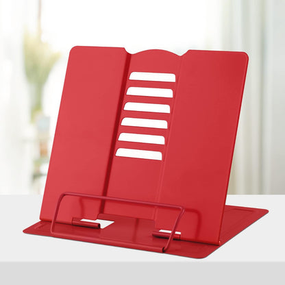 Honagu Book Stand Metal Desk Book Holder, Book Holders for Reading Hands Free, Adjustable Cookbook Documents Holder, Portable Bookstand for Music Books, Textbook, Recipe, Tablet, Ipad (Black)