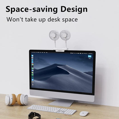 Monitor Fan with LED Lights, USB Desktop Fan with 2 Rotatable Heads, 3 Speeds Desk Fans Small Quiet with Sturdy Adjustable Clamp, Strong Wind Office Personal Cooling Fans for Laptop, Desktop.