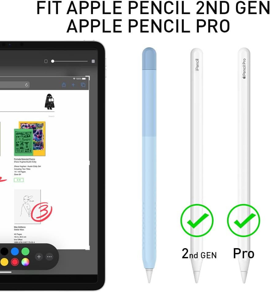 Delidigi for Apple Pencil Pro Case (2024) & Apple Pencil 2nd Generation Sleeve,Soft Silicone Grip Cover,Magnetic Charging Compatible,Double Tap Support,Gradient Color Design