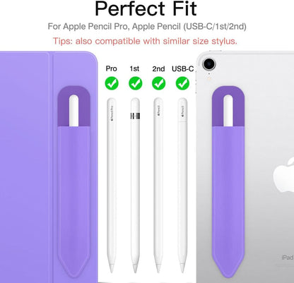 MoKo Pencil Holder Sticker Fit Apple Pencil Pro, Apple Pencil (USB-C), iPencil 1st/2nd Generation, Elastic Pencil Pocket Pouch Adhesive Sleeve Attached to iPad Case for Stylus Pens,Black