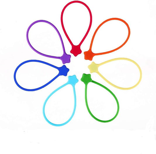 Reusable Silicone Magnetic Cable Ties, 28 Pack 7.48'' Magnetic Twist Ties for Bundling and Organizing, Holding Stuff, USB Charging Cords, Fridge Magnets, or to Play and Decorate(7 Colors)