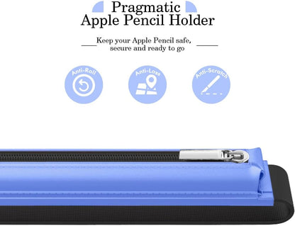 MoKo Pencil Case Fit Apple Pencil Pro, iPencil (USB-C), Apple Pencil 1st/2nd Generation, Stylus Pencil Sleeve PU Leather Zipper Pouch with Elastic Band for 9.7"-12.9" Tablet, Space Gray