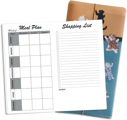 qianshan Travelers Notebook Inserts with PVC Sleeve,Undated Weekly Planner,Weekly To Do List Notepad,TN Journal,30 Sheets,8.5" x 4.7",Pocket Travelers Notebook for Journals,Diaries,Planners,Pink Cat