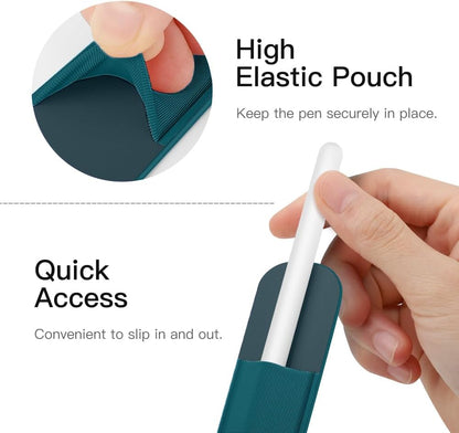 MoKo Pencil Holder Sticker Fit Apple Pencil Pro, Apple Pencil (USB-C), iPencil 1st/2nd Generation, Elastic Pencil Pocket Pouch Adhesive Sleeve Attached to iPad Case for Stylus Pens,Black