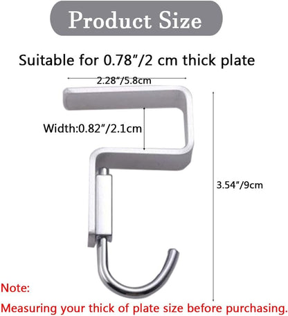 2 Pcs Desk Hook, Student Desktop Nail-Free Hook, Under Table Hook for Schoolbag, Space Aluminium Alloy, Hanger Hooks for Bag Purse Clothes Backpack Holder, Suitable for 2.5 cm/0.98" Thick Plate