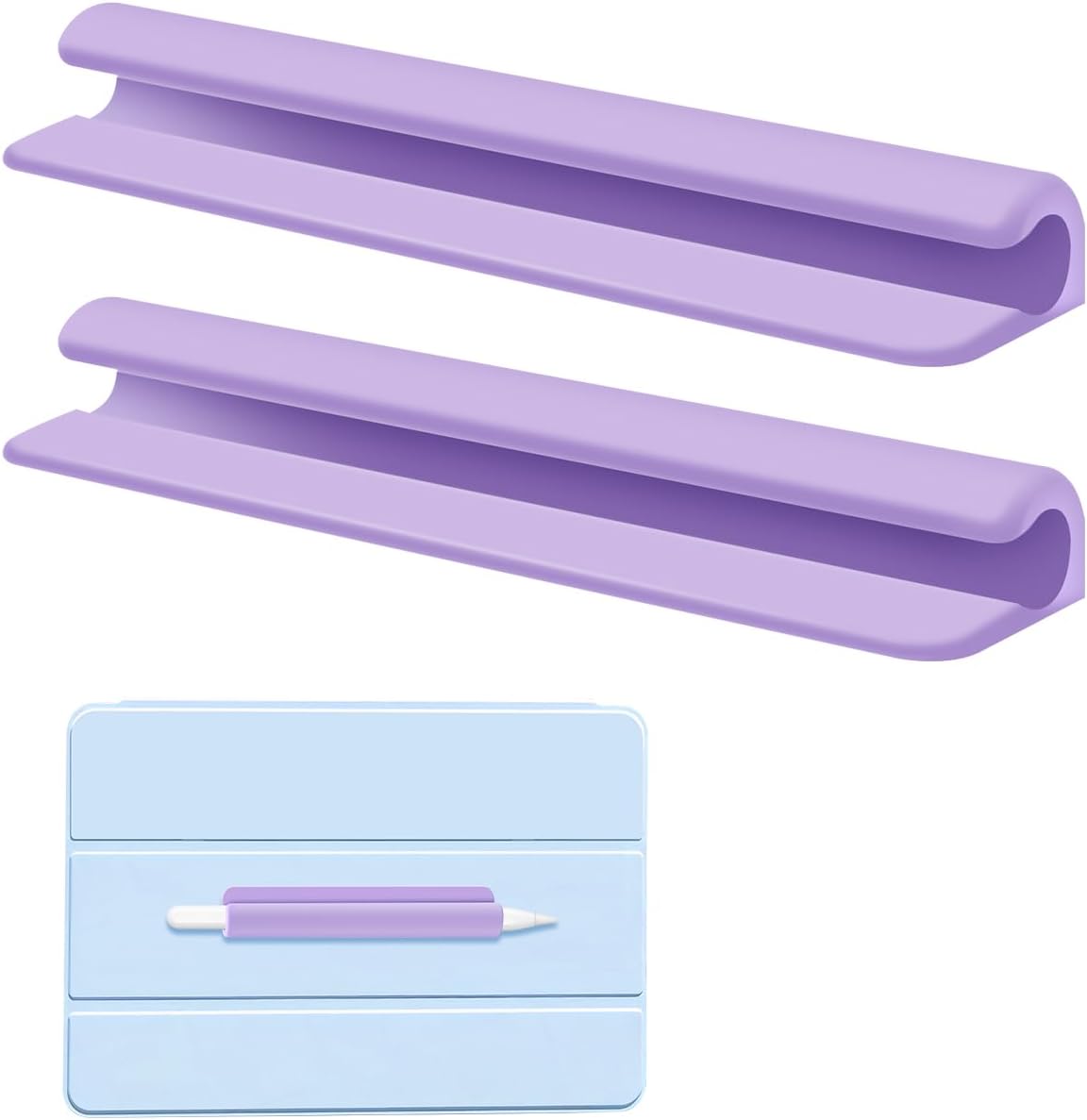 eZAKKA 2PCS Silicone Pencil Holder, Stylus Holder For Stylus Pens,For Most Pens,Pencils,Self-Adhesive Stick To Notebooks,Diary, Desks,Tablet, Black