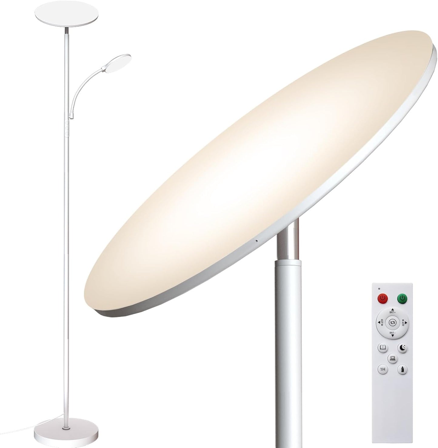 marctronic Floor Lamps for Living Room, 44W/4500LM Super Bright 2 in 1 LED Floor Lamp with Remote, Stepless Dimmable, 69" Tall Standing Floor Lamp with Bendable Reading Light for Bedroom Office