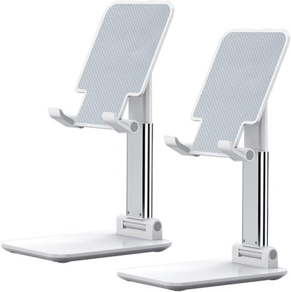 Phone Stand, PhoneHolder for Desk Anti-Slip Cute OfficeAccessories Forldable Cell PhoneHolder Compatible with iPhones, AllMobile Phones, White-Silver, Pro