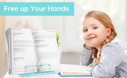 Honagu Book Stand Metal Desk Book Holder, Book Holders for Reading Hands Free, Adjustable Cookbook Documents Holder, Portable Bookstand for Music Books, Textbook, Recipe, Tablet, Ipad (Black)