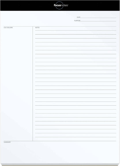 Oxford FocusNotes Writing Pad, Clear Note-Taking System, 8.5 x 11 Sheets, Guided Note, Cue & Summary Sections, 50 Sheets, Professional School and Office Notepad, Proudly Made in the USA