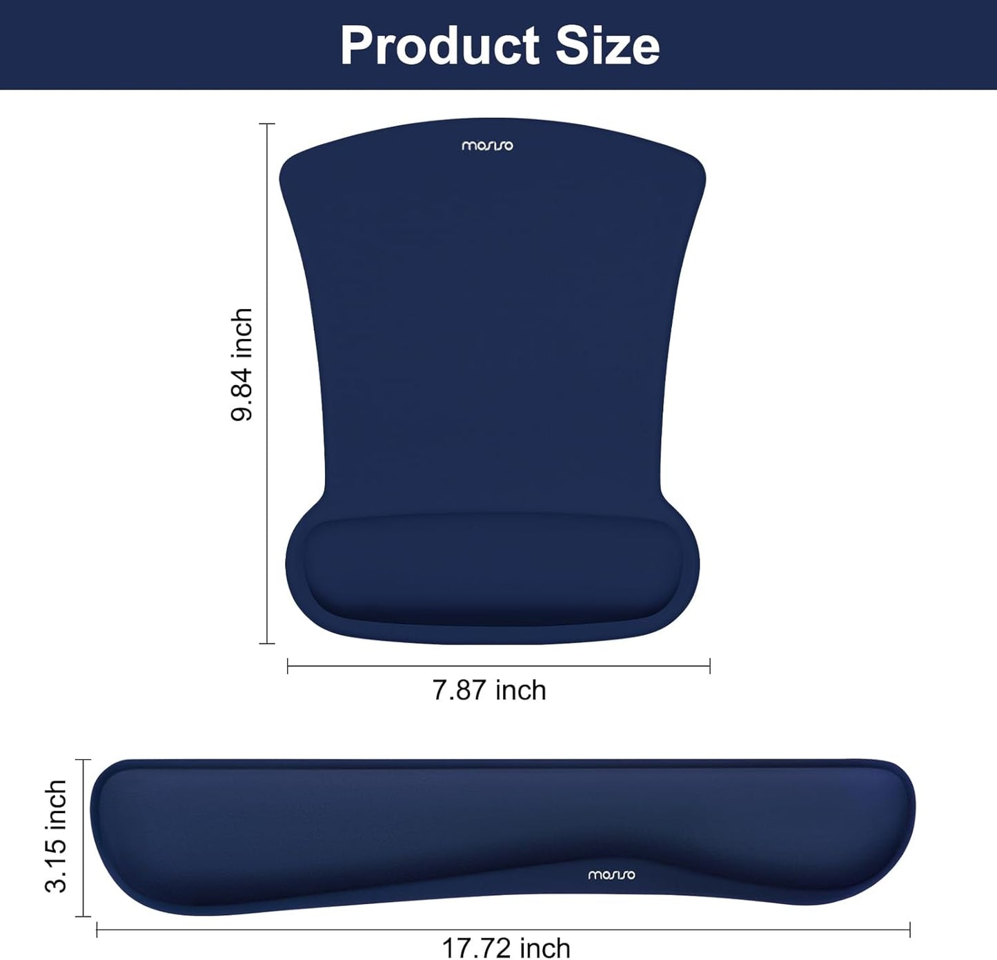 MOSISO Wrist Rest Support for Mouse Pad & Keyboard Set, Ergonomic Mousepad Non-Slip Base Home/Office Pain Relief & Easy Typing Cushion with Neoprene Cloth & Raised Memory Foam, Black