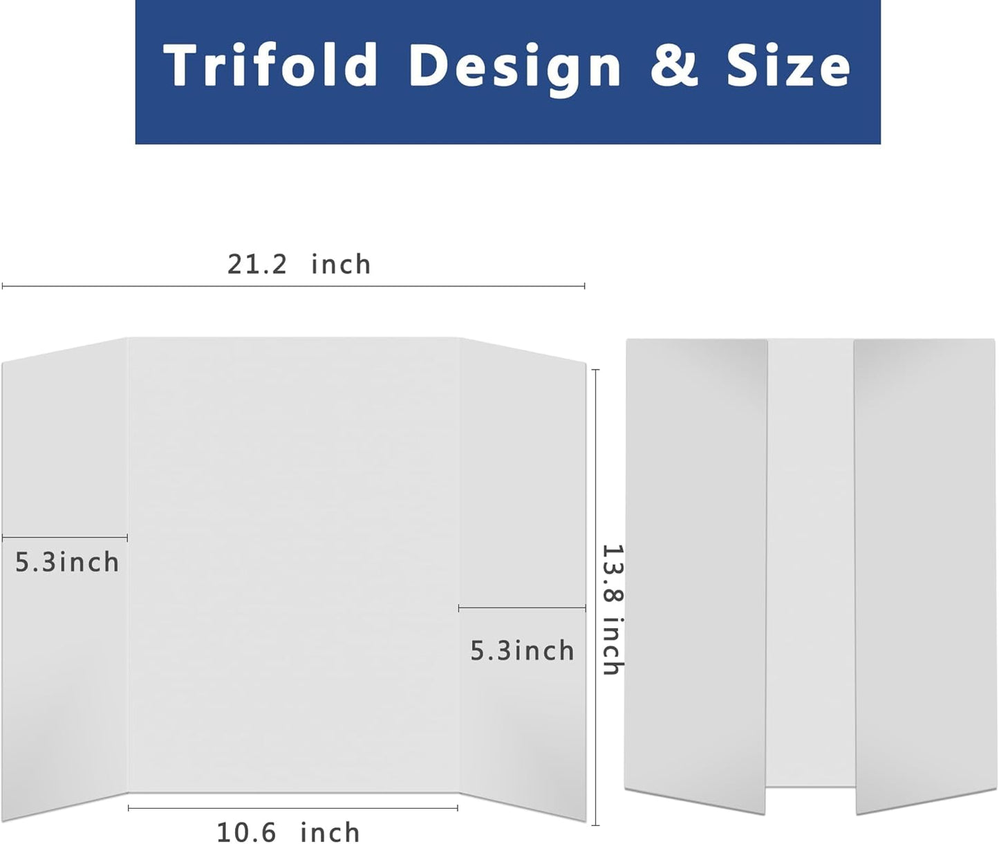 Rsgift 4 Pcs Small Tri-fold Poster Boards with Double Sided Tapes and Cardboard,21.2x13.8 inches,Corrugated Presentation Boards, Display Boards for School Project,Exhibitions,Business Presentation