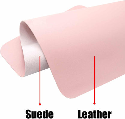 Double-Sided Keyboard Mouse Pad, 31.5"x15.7" PU Leather and Cork Desk Mat Large Overlocked-Edge Desk Pad with Matching Thread, Black