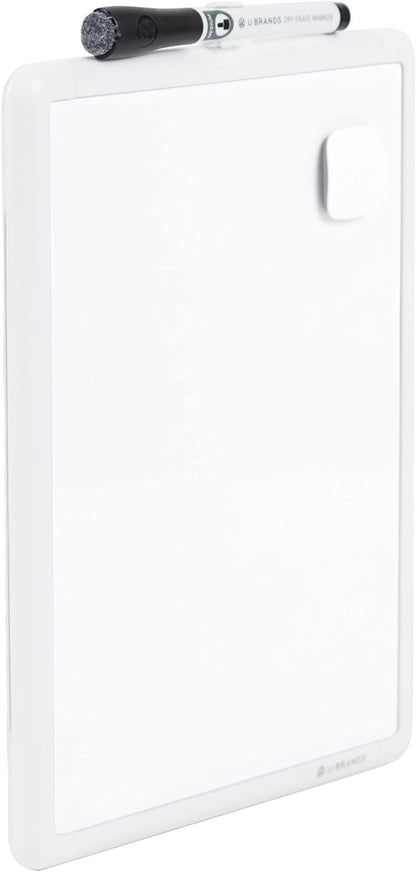 U Brands Contempo Magnetic Small Whiteboard, 8.5” x 11”, White Modern Frame, Mini White Board for Students, Fridge and Locker Dry Erase Board, Includes Marker & Magnet