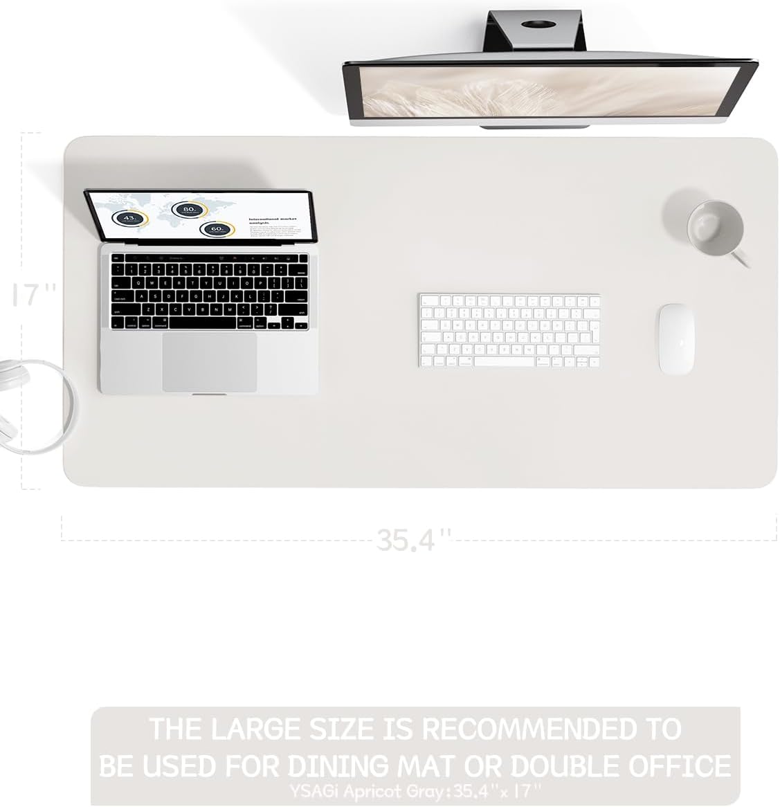YSAGi Non-Slip Leather Desk Pad, Waterproof Laptop Computer Desk Keyboard Mat, Table Protector Blotter Mat, Large Mouse Pad for Office/Work/Home/Decor(Black, 31.5" x 15.7")