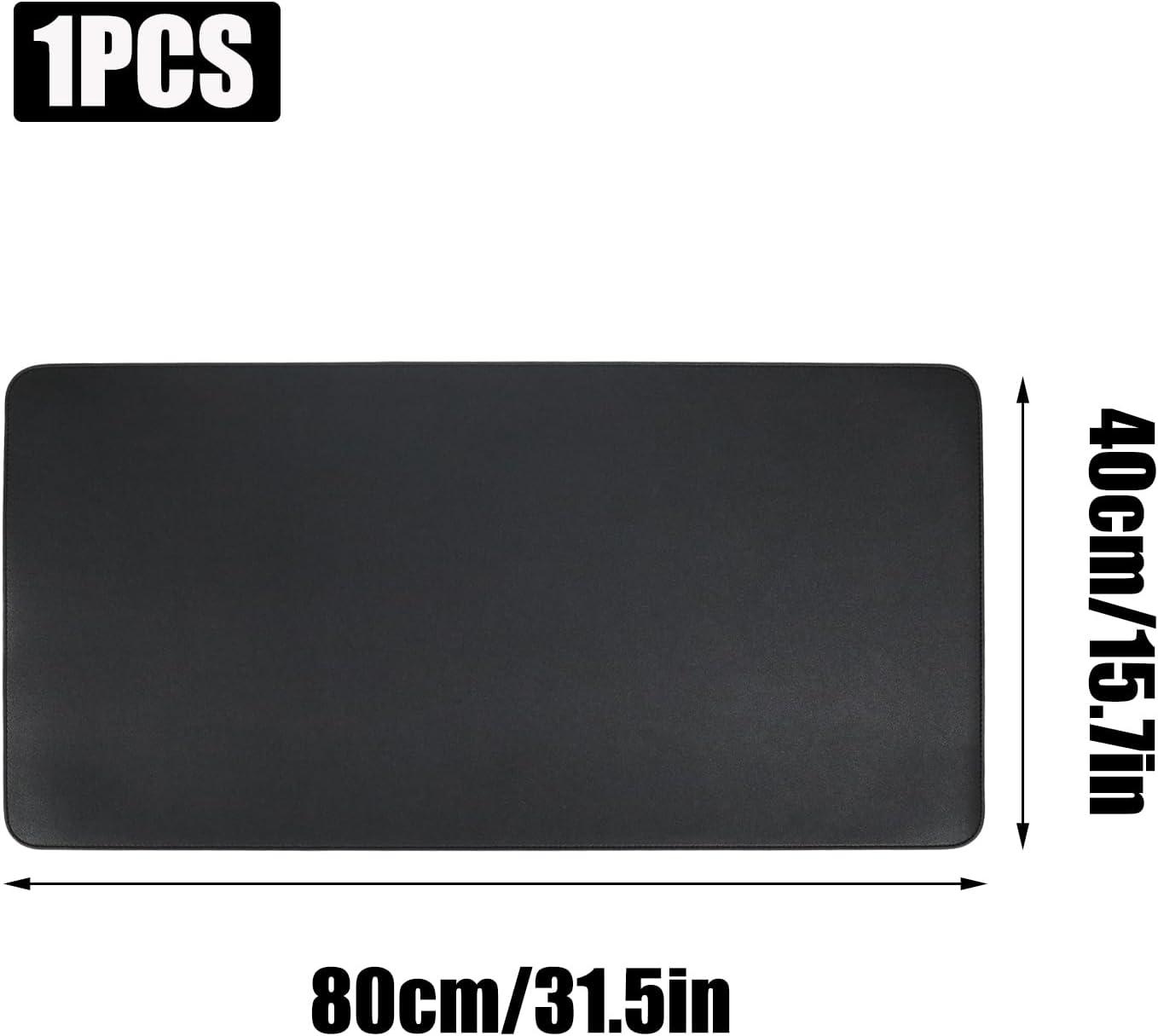 Double-Sided Keyboard Mouse Pad, 31.5"x15.7" PU Leather and Cork Desk Mat Large Overlocked-Edge Desk Pad with Matching Thread, Black
